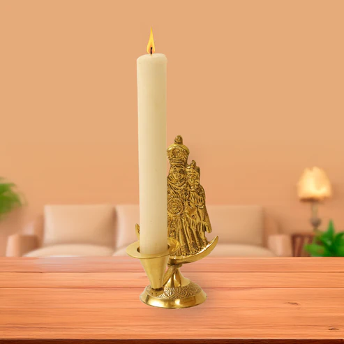 Brass Mother Mary Candle Stand